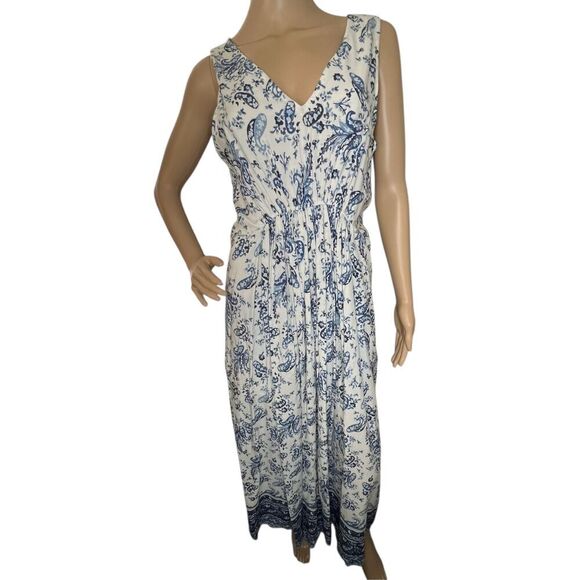 Lucky Brand Tank Style Stretchy Paisley Patterned Maxi Dress With - Picture 1 of 4